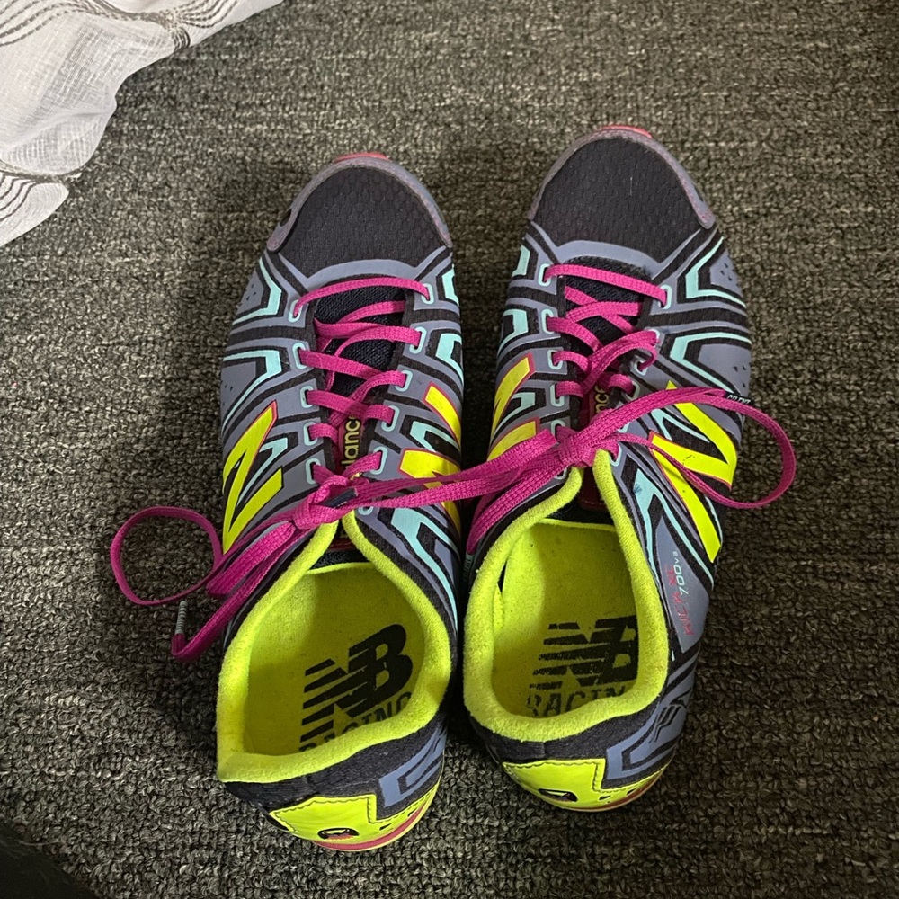 Size 7.5, New Balance, multicolor racing flats
